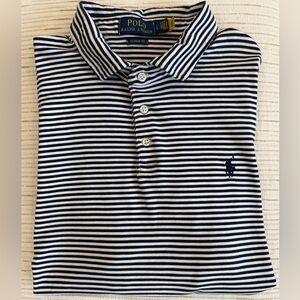 Polo Ralph Lauren Short Sleeve Classic Fit Polo - Mens Large-Navy/white stripe